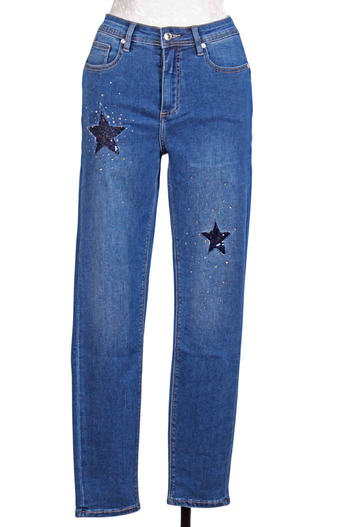 Sequin Star Embellished Jean by Frank Lyman