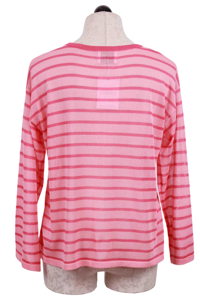back view of Pink Loose Fitting Lightweight Striped Sweater by Compania Fantastica