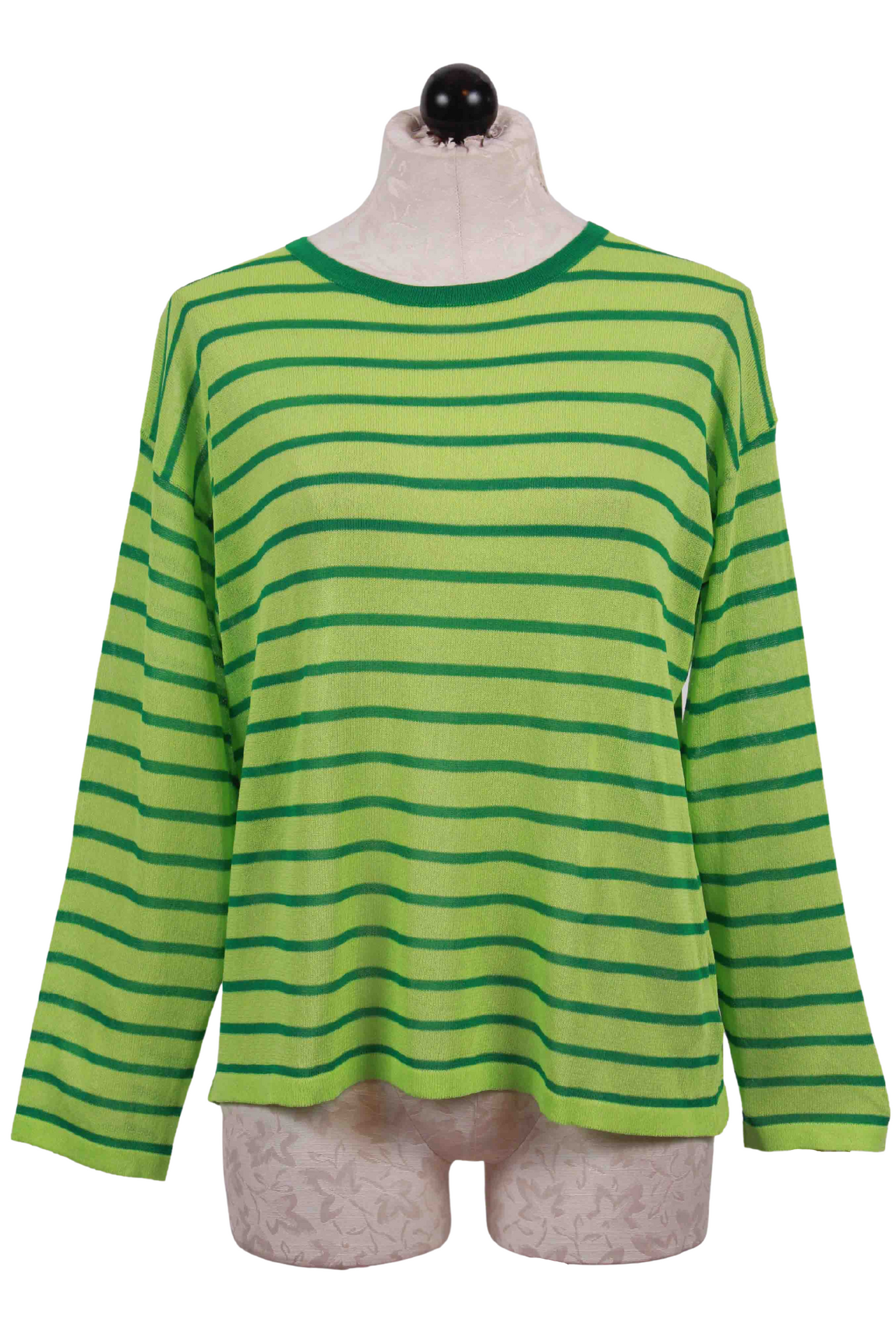 Green Loose Fitting Lightweight Striped Sweater by Compania Fantastica