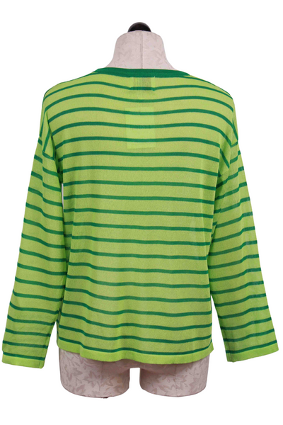 back view of Green Loose Fitting Lightweight Striped Sweater by Compania Fantastica