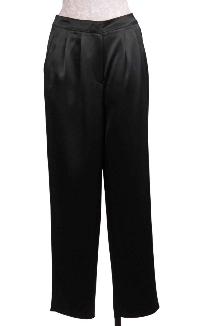 Black Portia Pleated Satin Pants by Generation Love