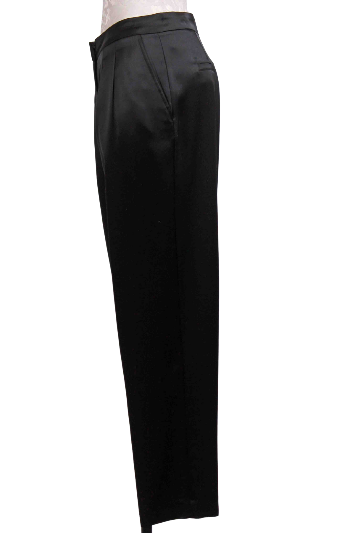 side view of Black Portia Pleated Satin Pants by Generation Love