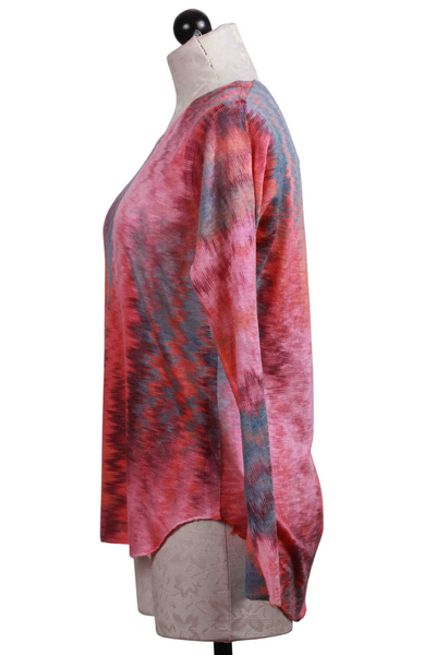 side view of multicolored Zig Zag Print Top by Nally and Millie