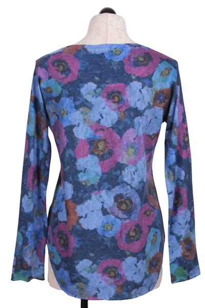 back view of Long Sleeve Purple and Blue Mix Floral Top by Nally and Millie