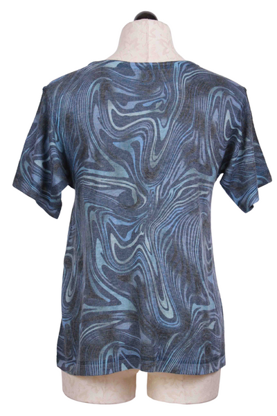 back view of Short Sleeve Mixed Navy Swirl Patterned Top by Nally and Millie