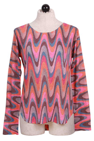 Multicolored Long Sleeve Wavy Print Top by Nally and Millie