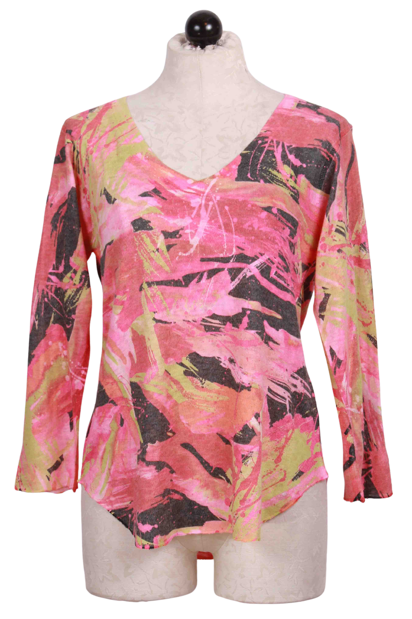 Coral Multicolored Abstract Print V Neck Top by Nally and Millie