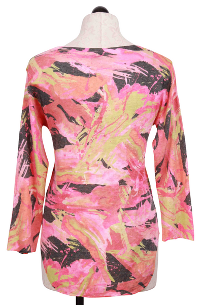 back view of Coral Multicolored Abstract Print V Neck Top by Nally and Millie