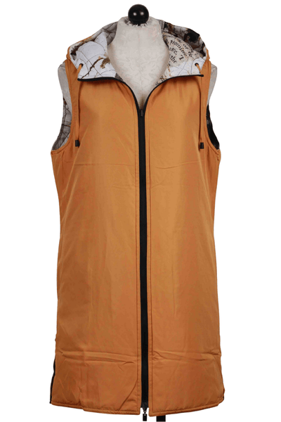 reversed side of Reversible Long Hooded Vest by UBU