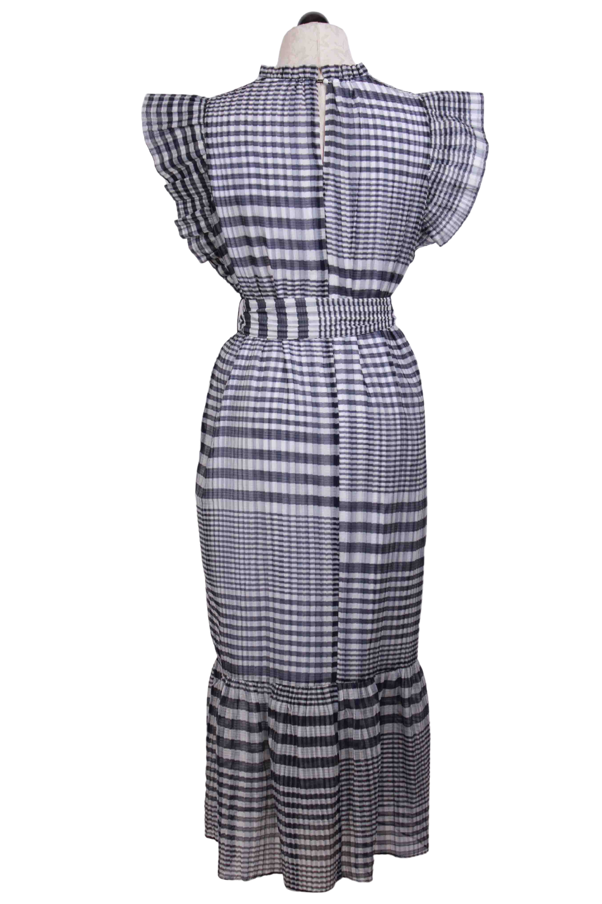 back view of Scarlet Organdy Check Dress by Marie Oliver