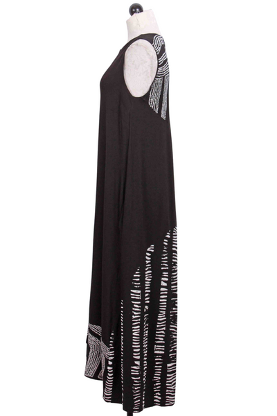 side view of Sleeveless Abstract Zebra Striped Bottom Dress by Ozai N Ku