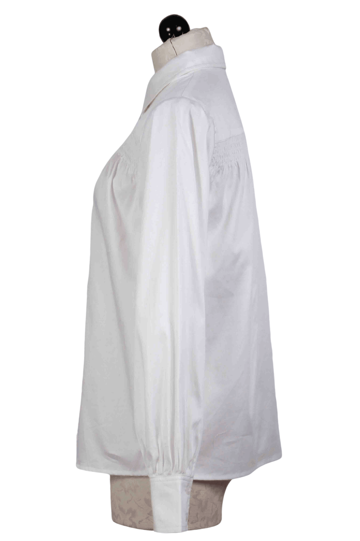 side view of smocked White Therese Blouse by Part Two