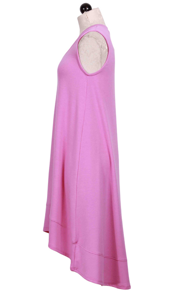 side view of Peony V Neck Hi Lo Tank Dress by Nally and Millie