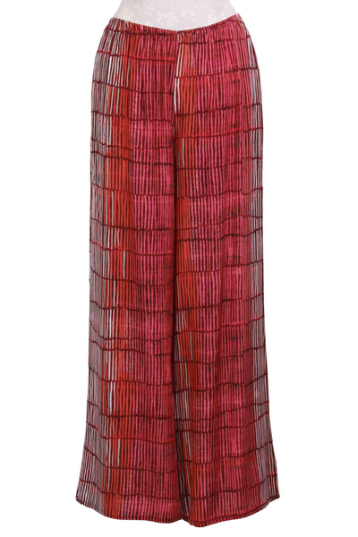 Sunset color Full Length Wide Leg Basket Weave Print Pant by Ozai N Ku