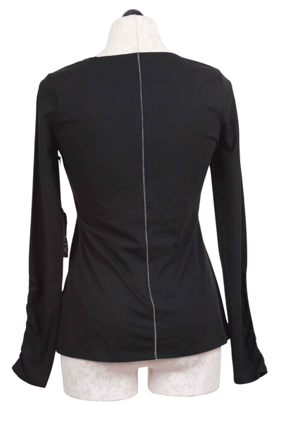 back view of black Essential Layers Ruched Sleeve Tee by Liv by Habitat 