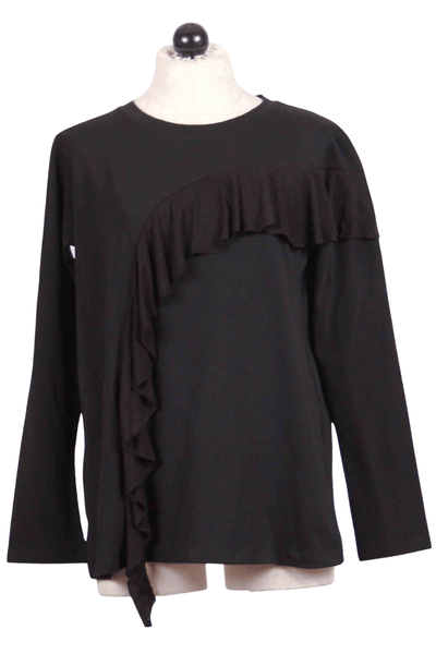 Black Ruffle Front Top by Alembika