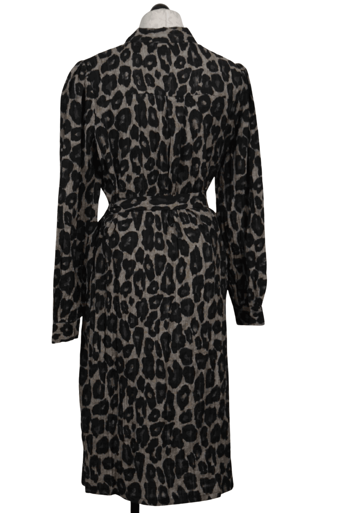 back view of Corina Leopard Shirt Dress by Yest