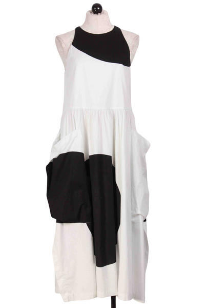 Black and White Sleeveless Large Circle Tank Dress by Alembika