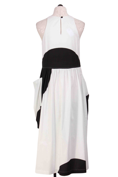 back view of Black and White Sleeveless Large Circle Tank Dress by Alembika