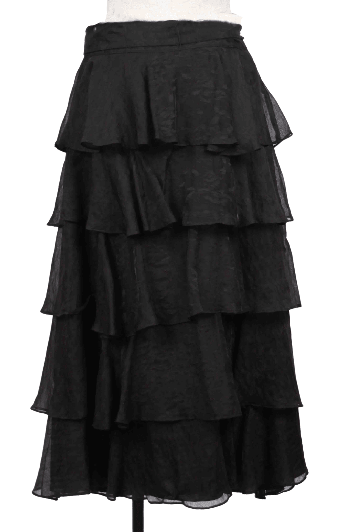 back view of black Ruffled Tiered Adler Skirt by Marie Oliver
