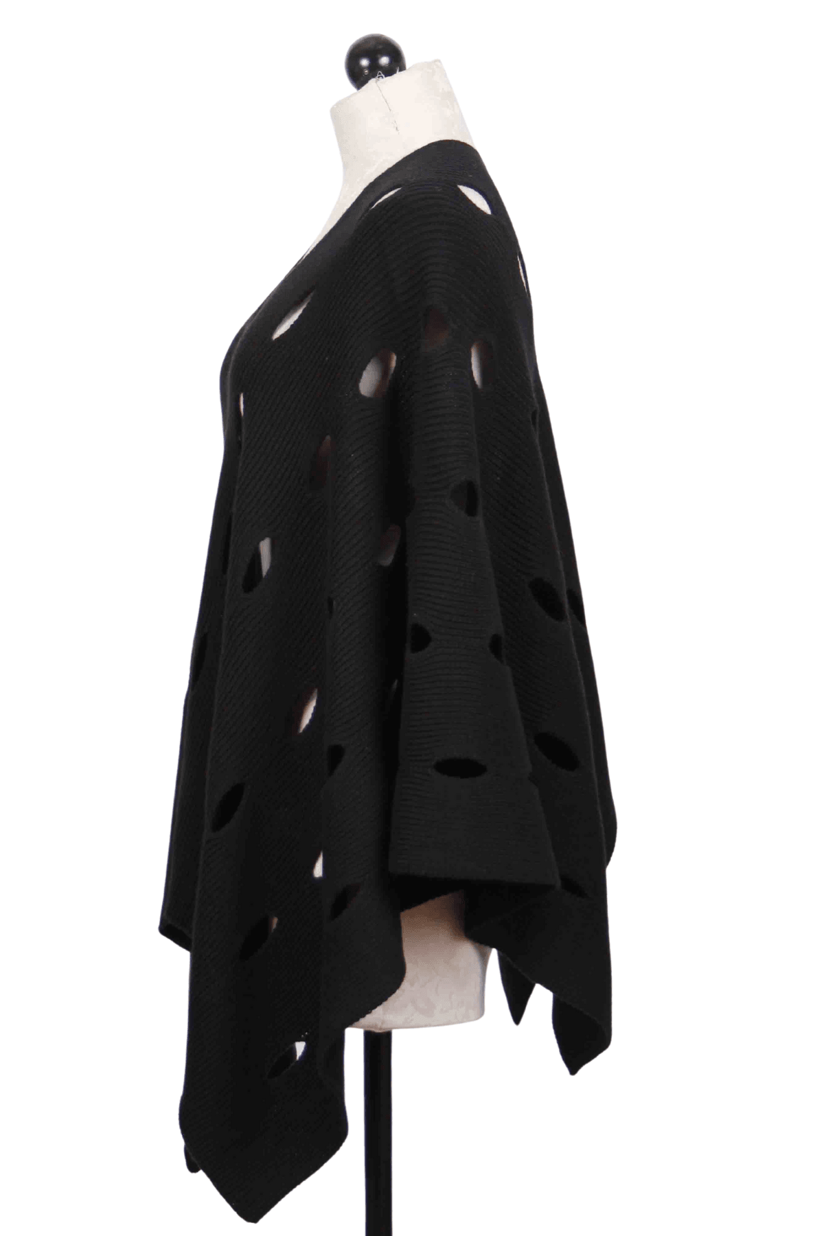 side view of Black Two Way Poncho by Liv by Habitat