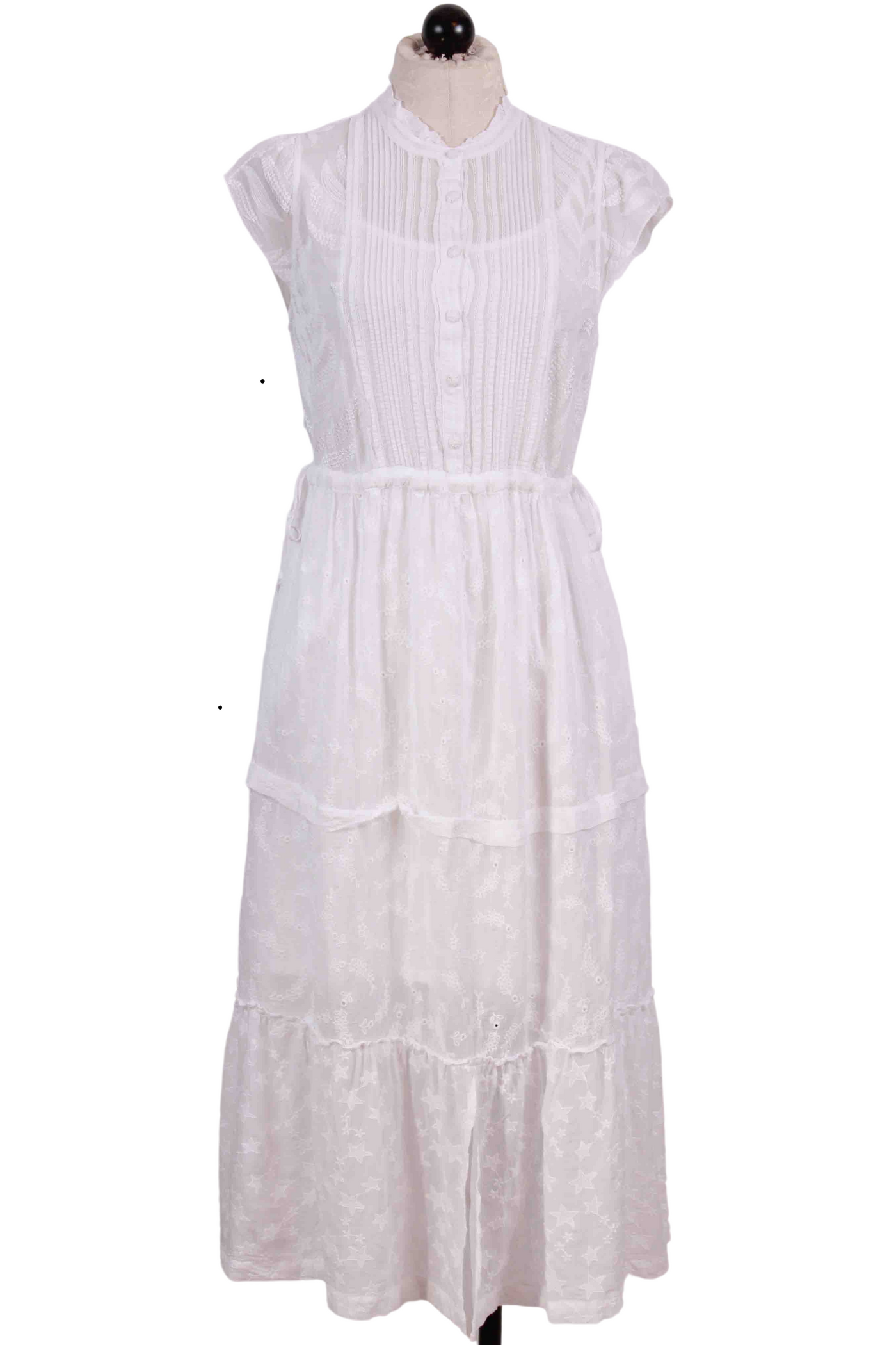 White Embroidered Vitaly Midi Dress with Slip by Johnny Was