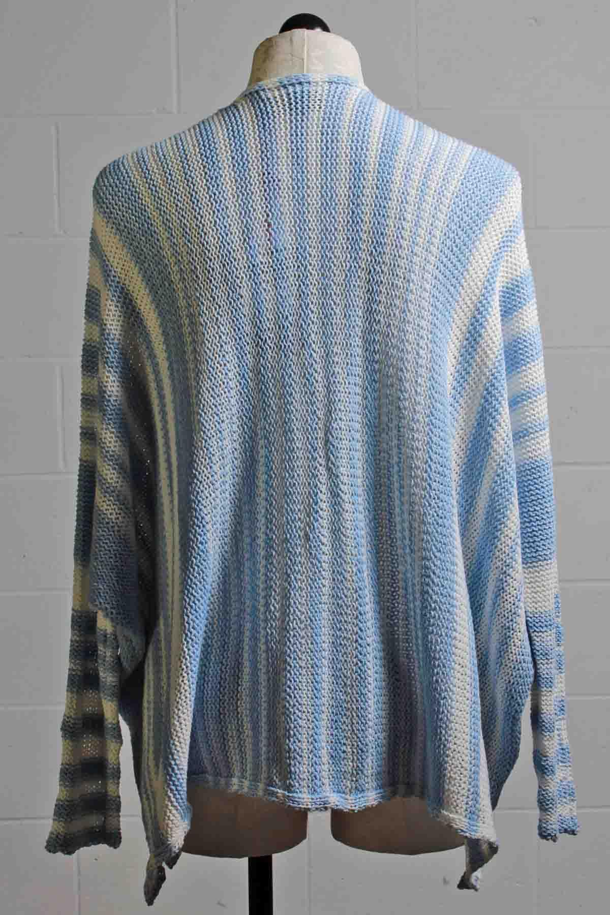 back view of V Neck Striped Beachcomber Sweater Top by Wooden Ships