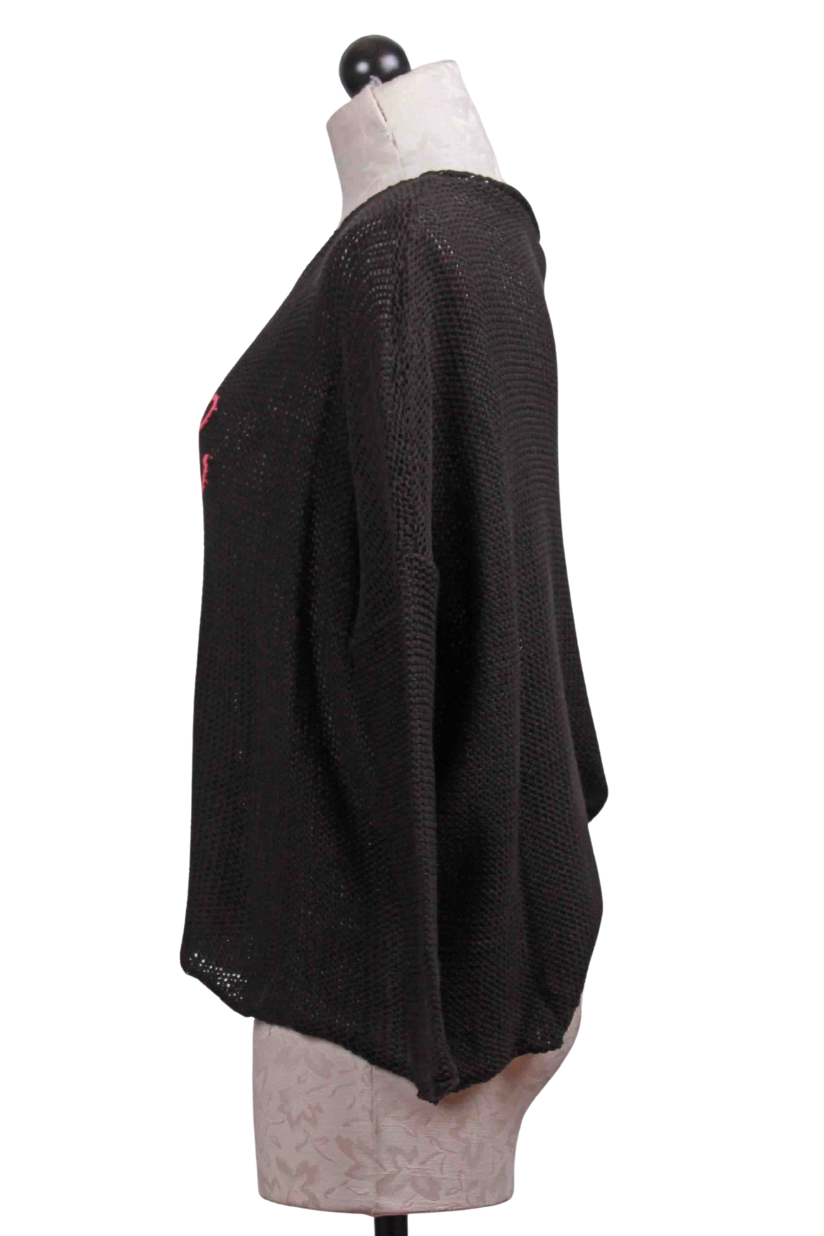 side view of black Key West Love Sweater by Wooden Ships