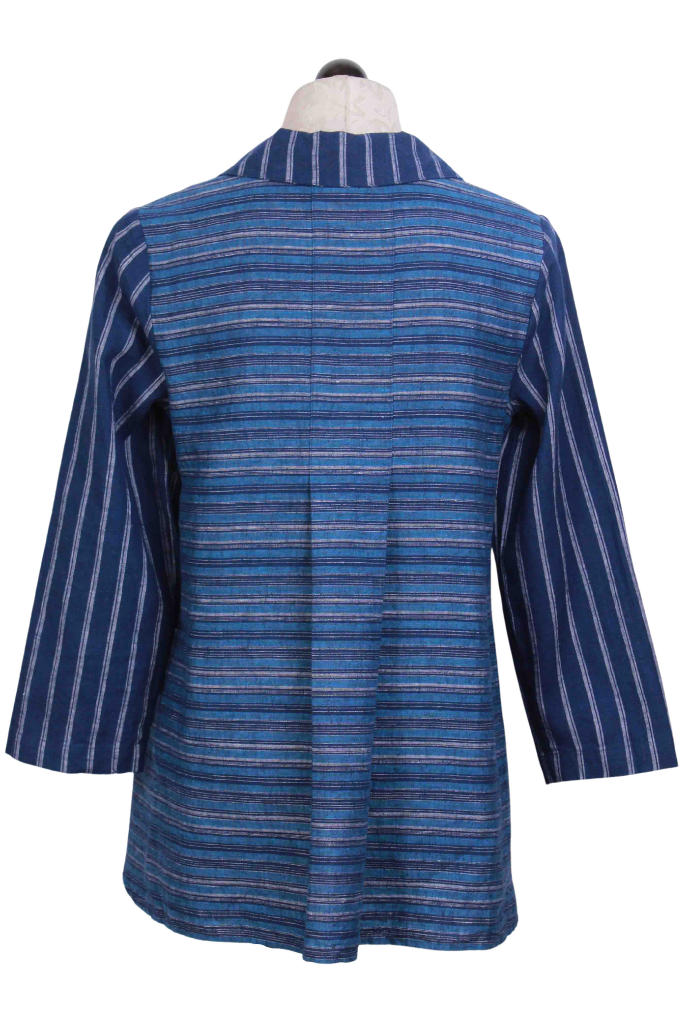 back view of Indigo Blues Mixed Stripe Wrap Around Tunic by Habitat
