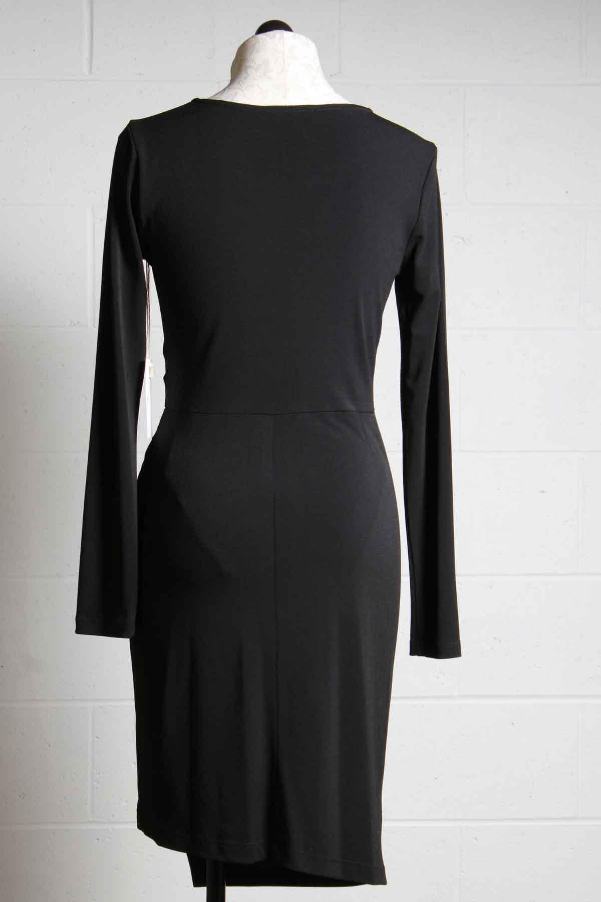 back view of Draped side Crepe dress in black by Fifteen Twenty
