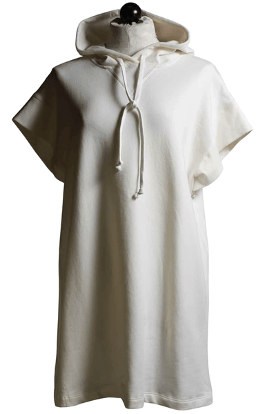 cream Short Sleeve Hoodie Dress by Fifteen Twenty