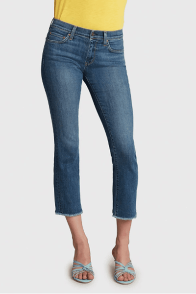 cropped mid-rise jeans by Principle Denim in the Flyaway Medium Wash