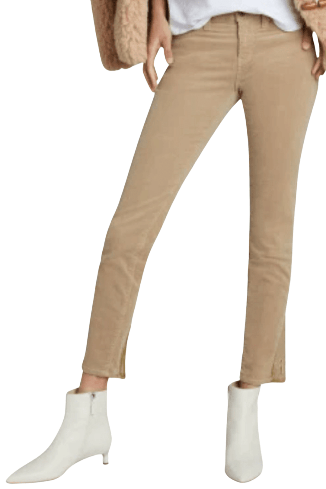 camel corduroy cropped High Rise Bootcut Angel Jean by Principle Denim