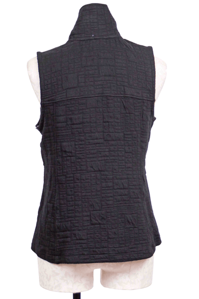 back view of black Box Quilt Snap Vest by Habitat