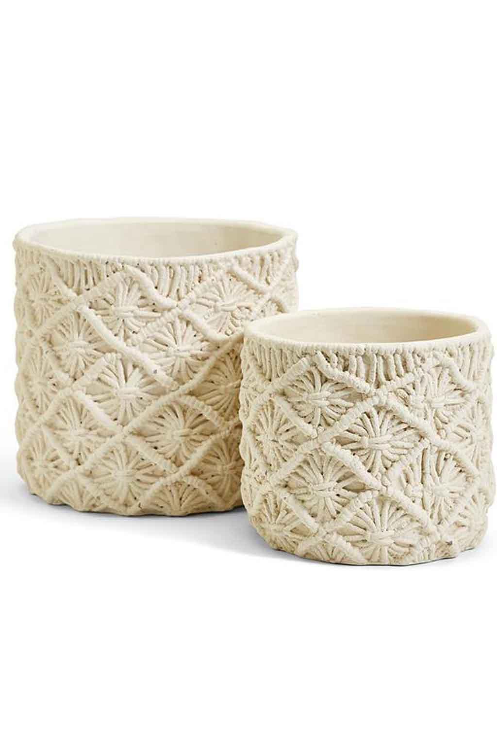 Macrame Pattern Stone Planter-Two's Company - Inspire Me