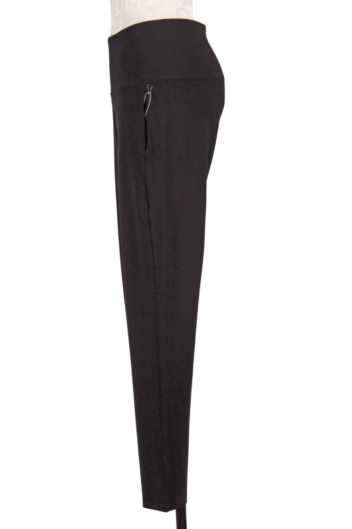 side view of black Core Travel Straight Leg Knit Pant by Habitat