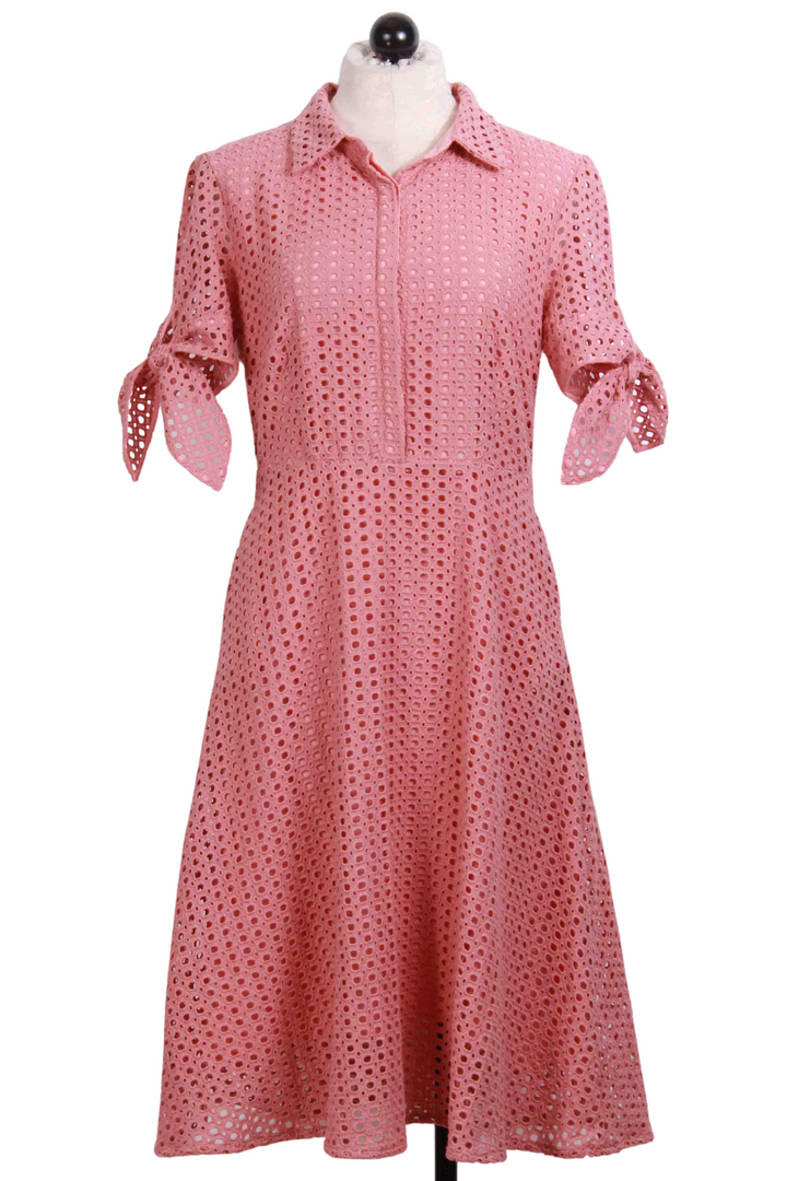 Pink Tie Sleeve Eyelet Dress by The Korner