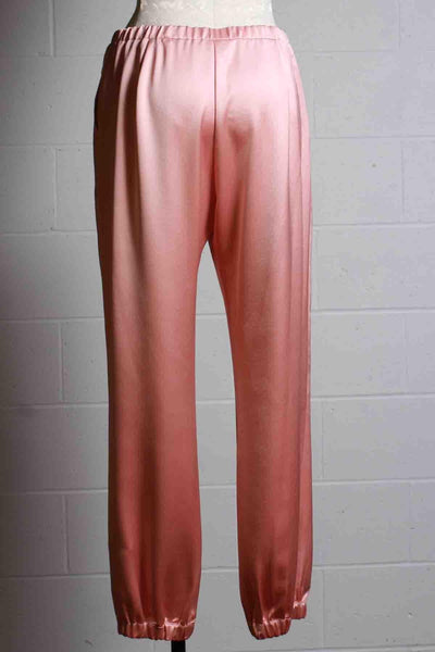 back view of Vintage Rose colored Heavy Satin Joggers by Fifteen Twenty