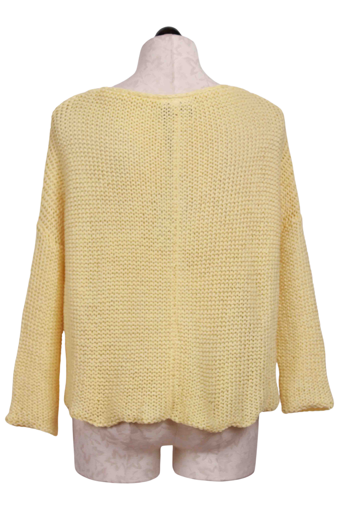back view of Crocus Yellow Key West Crew Cotton Sweater by Wooden Ships