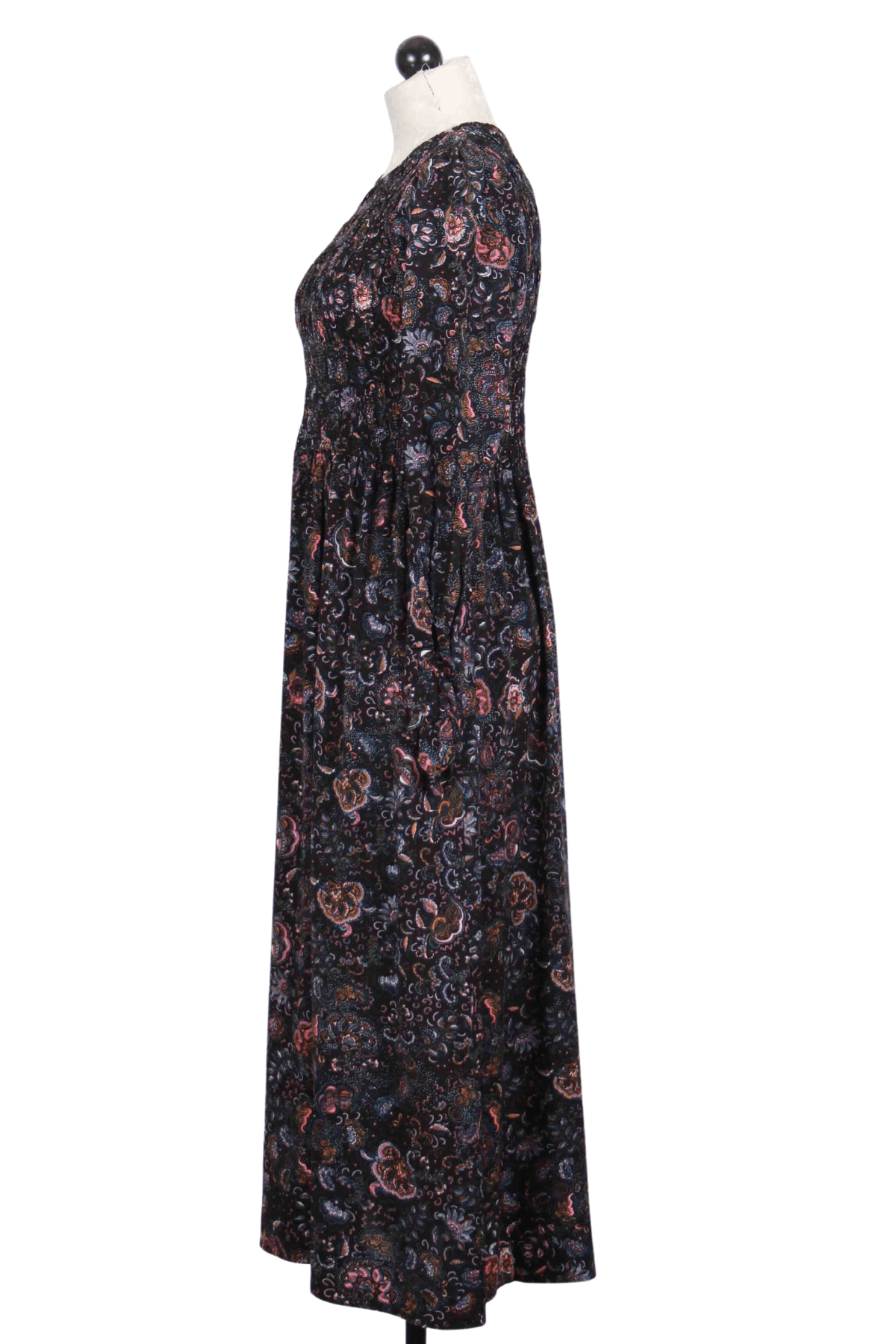 side view of Black Paisley Print Tiane Dress by Part Two