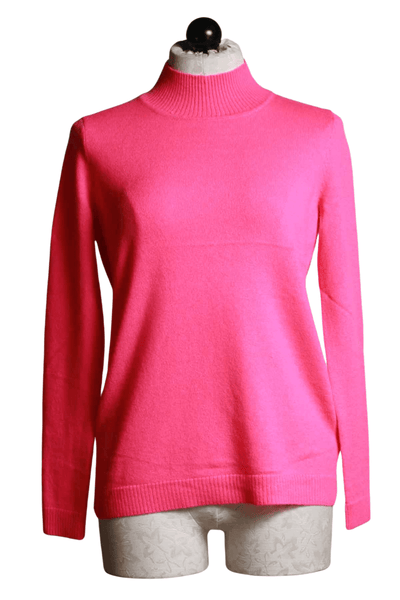 shocking pink cashmere mock turtleneck by Edinburgh Knitwear