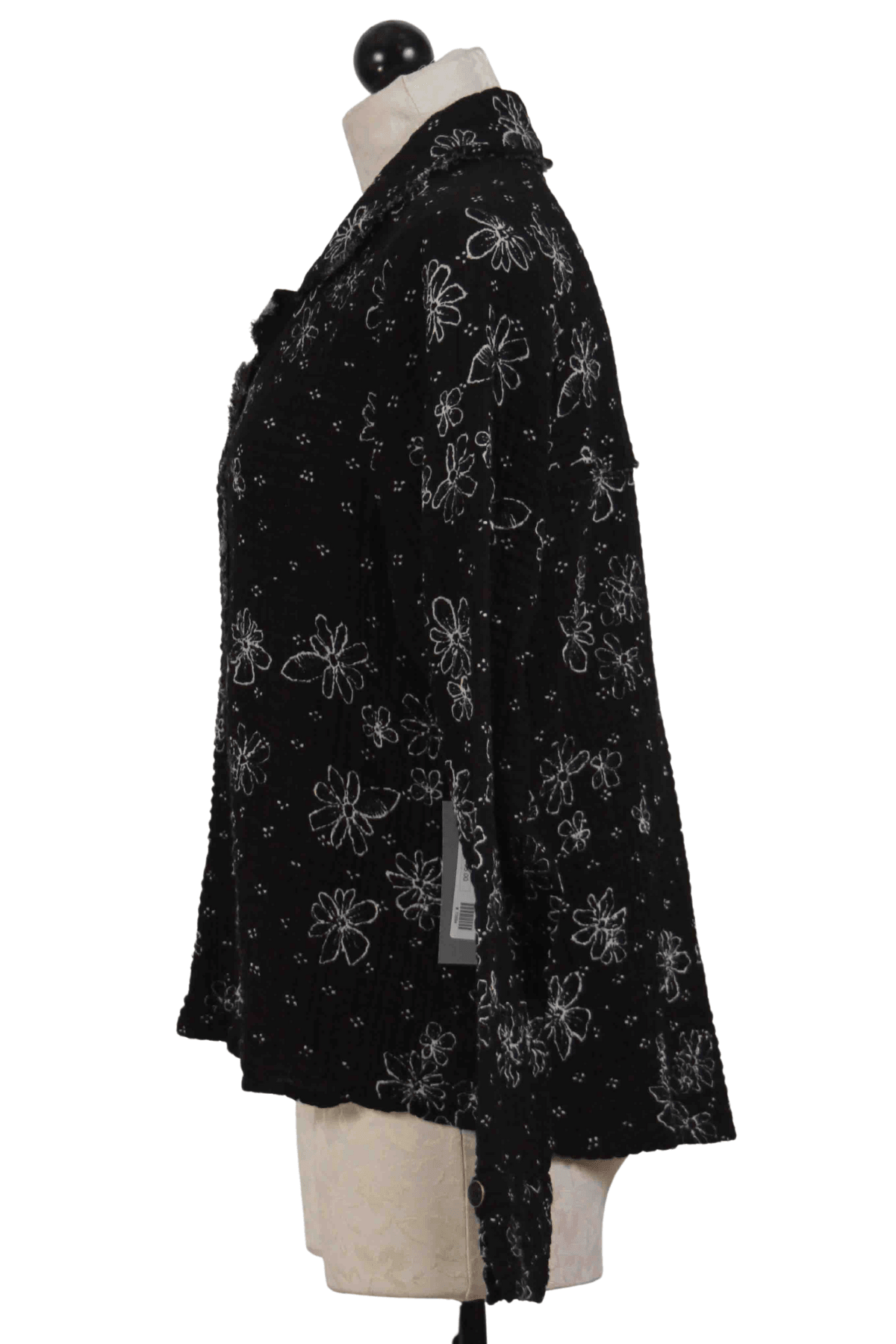 side view of black Floral Button Down Shaped Shirt by Habitat
