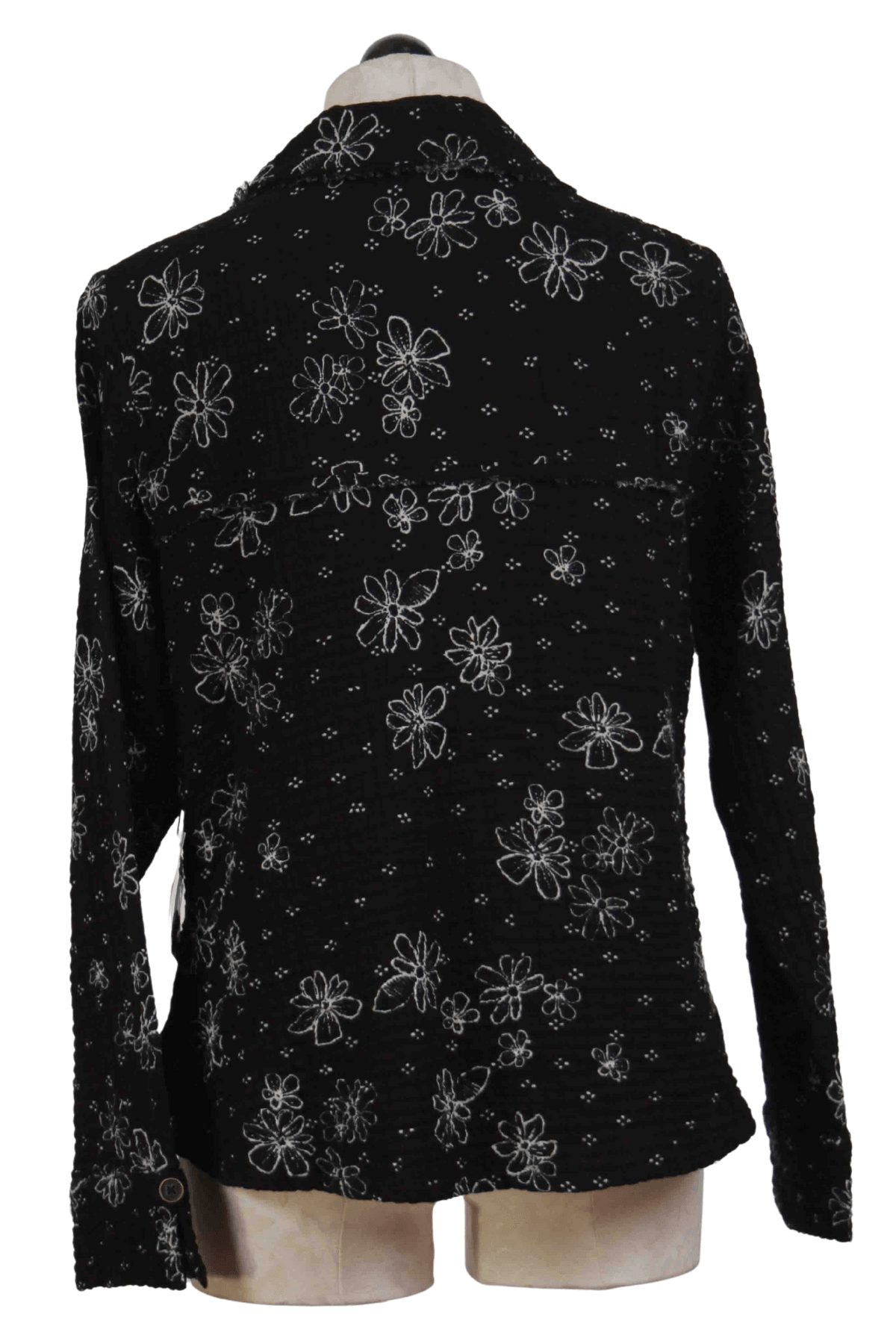 back view of black Floral Button Down Shaped Shirt by Habitat