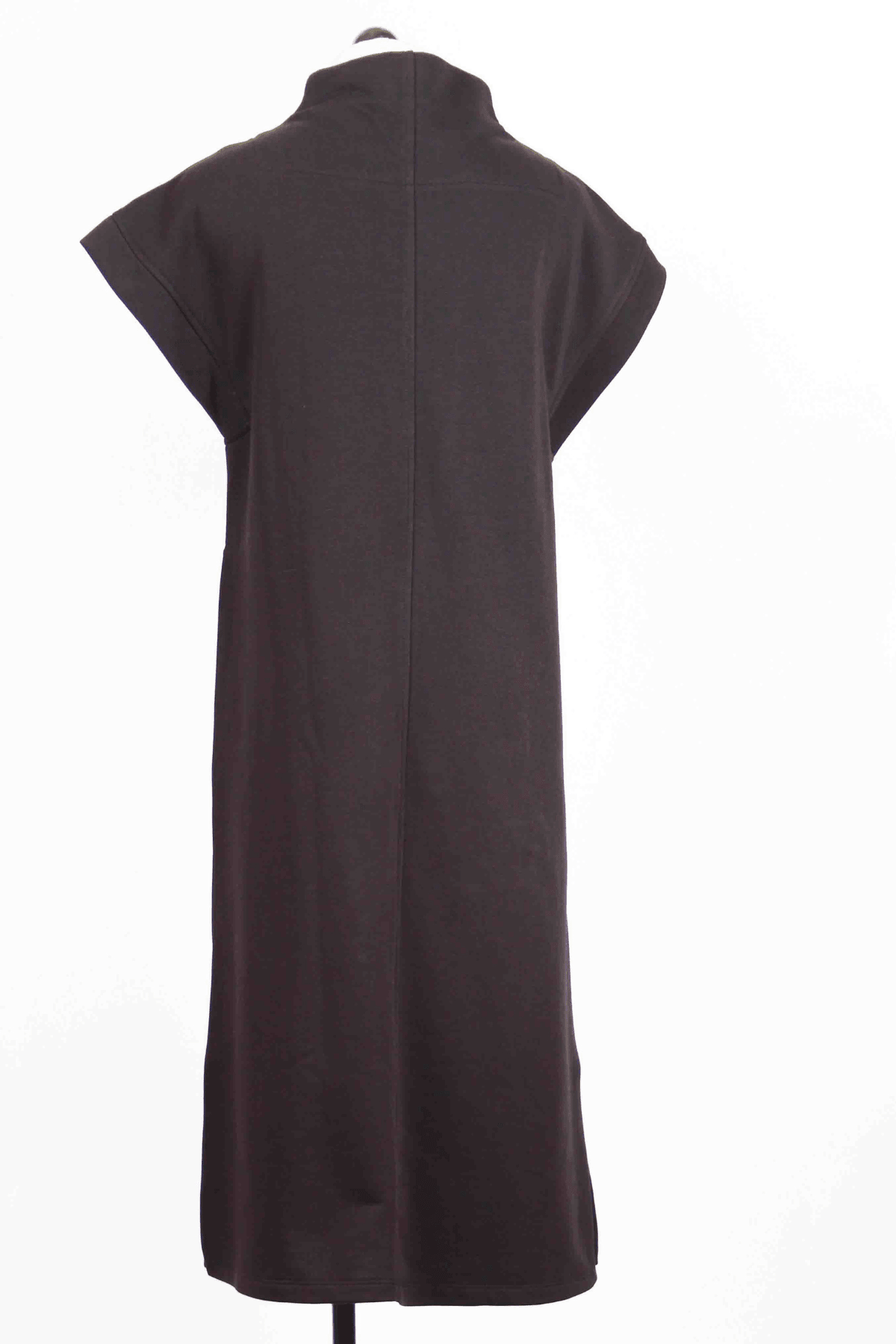 back view of black Cap Sleeve Split Sided Dress by Alembika