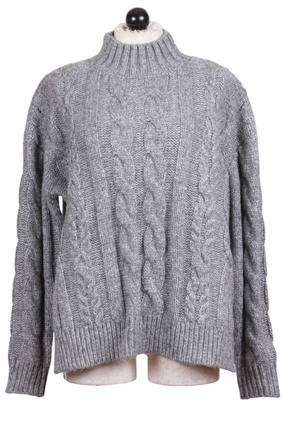Gray Turtleneck Cable Sweater by Fifteen Twenty