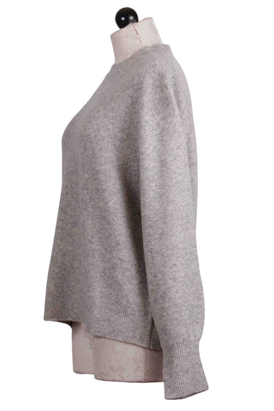 Side view of  Lt Heather Grey Blouson Sleeve Sweater by Fifteen Twenty