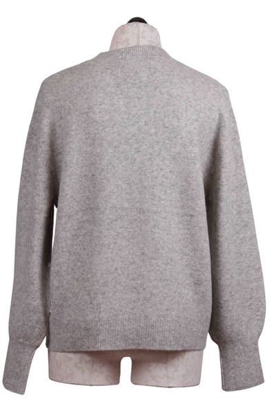 back view of  Lt Heather Grey Blouson Sleeve Sweater by Fifteen Twenty