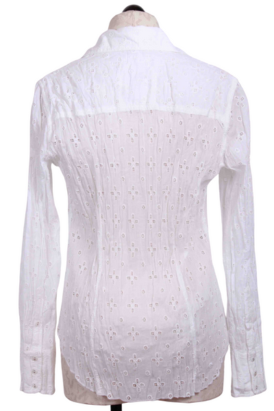back view of White Eyelet Crinkle Voile Montecristo Blouse by Cino 