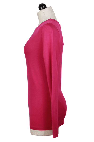 side view of Magenta Basic Boat Neck T Shirt by Ivko