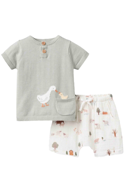 On The Farm Henley and Short Set by Elegant Baby